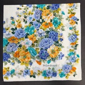 Yves Saint Laurent Blue and Orange Floral Handkerchief